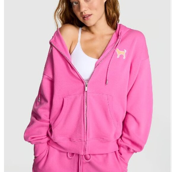 PINK Victoria's Secret Tops - Victoria's Secret PINK Full-Zip Hoodie Limited Edition Pink Gossip XL